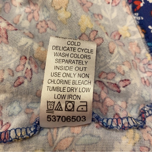 Woman Within Womens Shirt 2X 26/28 Blue Floral Print Short Sleeve Round Neck - Picture 5 of 6